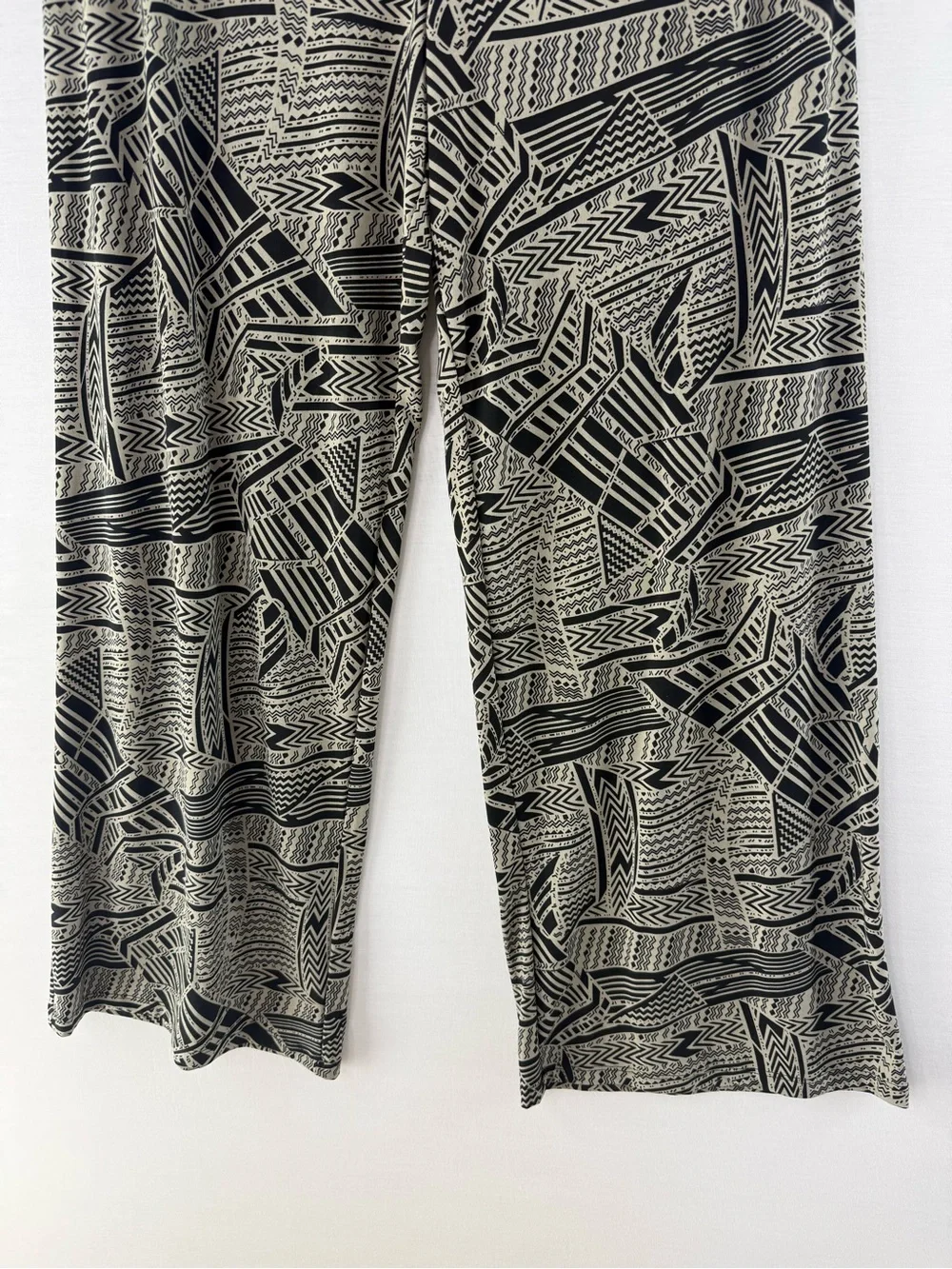 ALFANI Black & Cream Bombay Mix Tribal Pull On Wide Leg Palazzo Pants